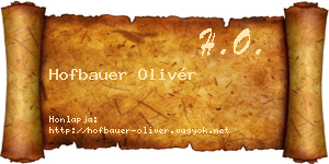 Hofbauer Olivér névjegykártya